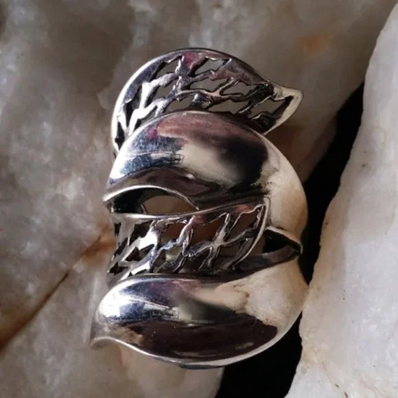 Solid Sterling Silver 925 Ring Statement PIXI Designer Contemporary Jewelry