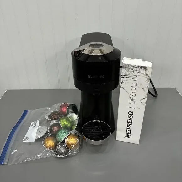 Nespresso Vertuo Next GCV1 Matte Black Machine w/ 17 Assorted Pods & Descaling