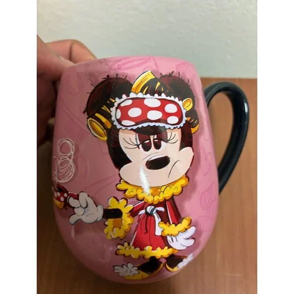 Disney Minnie Mouse Grumpy Morning Only Awake For Coffee Mug Pink
