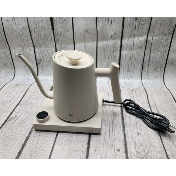 Greater Goods Electric Gooseneck Kettle Birch White 1200W Tested 0448