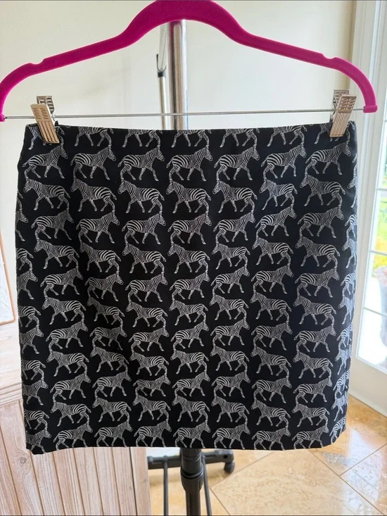 J. Crew Black Pencil Skirt with grey Zebra Pattern