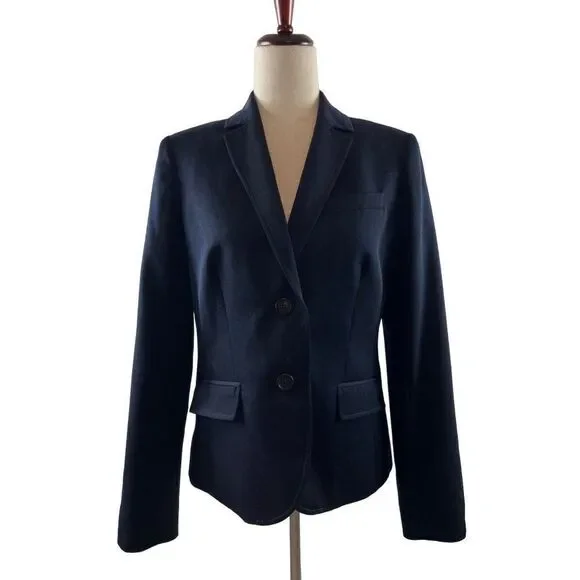 J. Crew Schoolboy Wool Notch Collar 2-Button Blazer Size 10 Navy Blue FLAWED