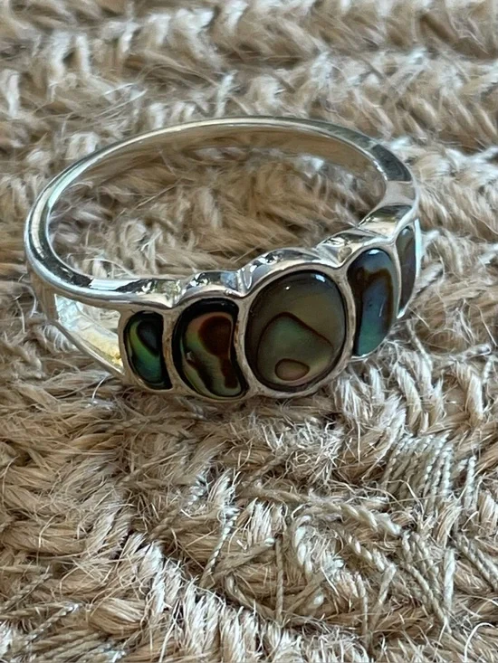 Vintage Abalone 925‎ Sterling Ring Artesian Design Womens 11