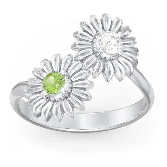 Sunflower Toi Et Moi Diamond Peridot 14k White Gold Ring 5