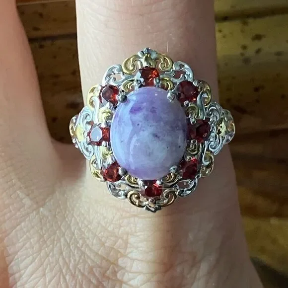 Utah Tiffany Red Garnet Sterling Silver Ring Size 9
