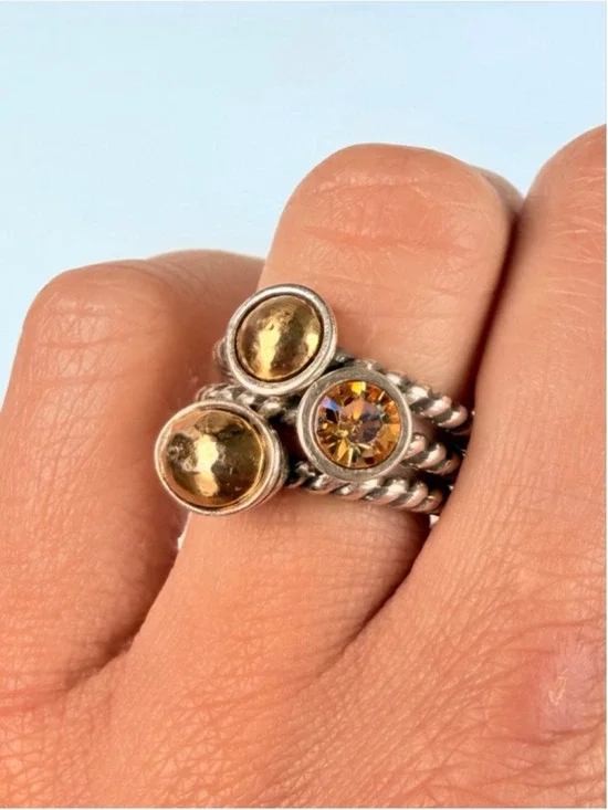 Brighton Monte Carlo Palu Gold & Silver Triple 3 Set Stacking Cable Rings
