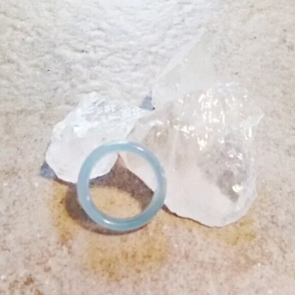 Feminine Pale Blue! Agate Band Sz 7.25 - Friendship + Promise Stone Ring!