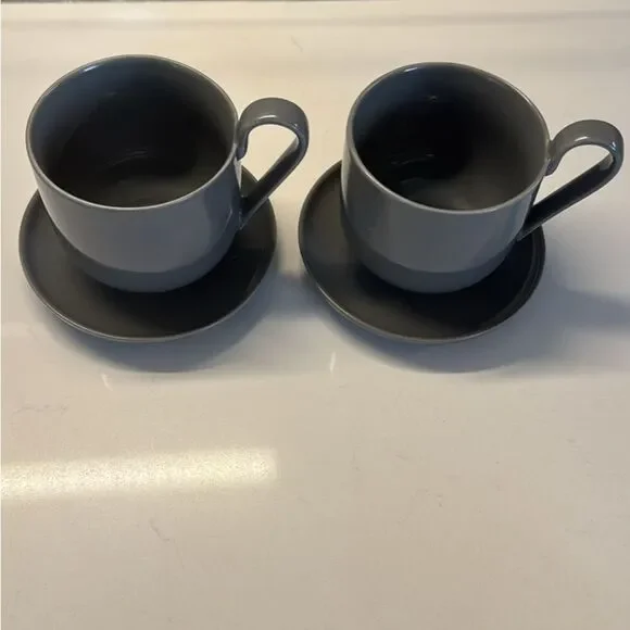 Blomus Gray Ceramic Cup and Saucer Set