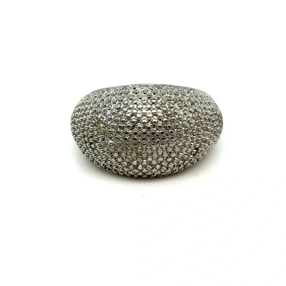 Silver Tone Pavé Design‎ Dome Ring
