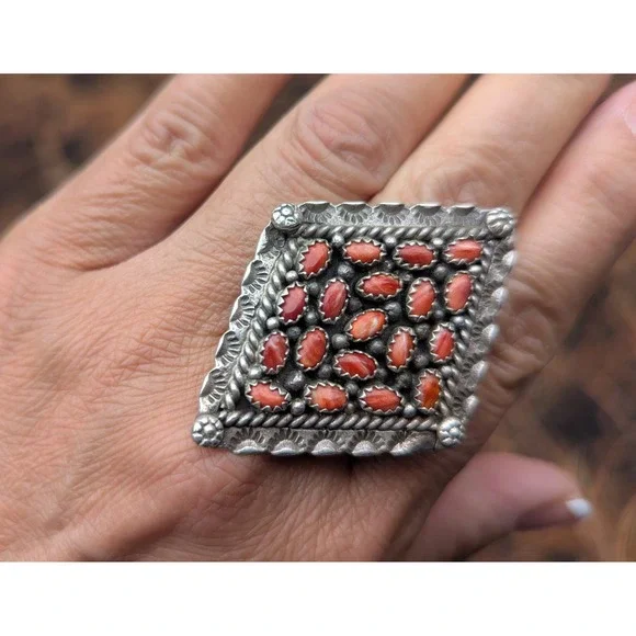 Vtg Navajo Ring‎ Marked Sterling Native Am Women's Jewelry Adjustable ***