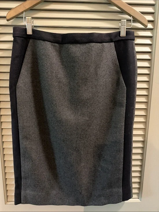 J.Crew Wool Colorblock No. 2 Pencil Skirt – Gray/Navy – Size 4