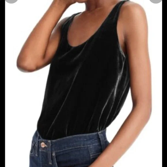 J. Crew Black Velvet Sleeveless Keyhole Tank Top Women's Size 0