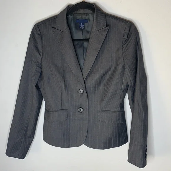 J crew gray wool pinstripe blazer suit jacket 2