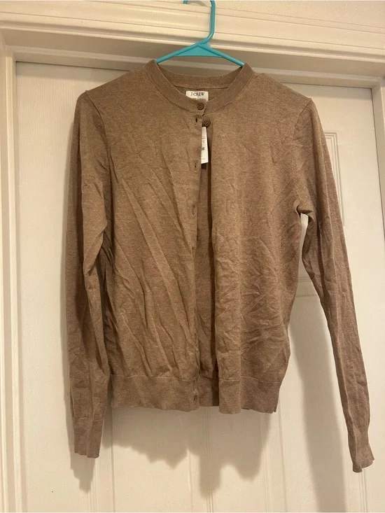 J. Crew heather mushroom Buttom Crewneck Cardigan