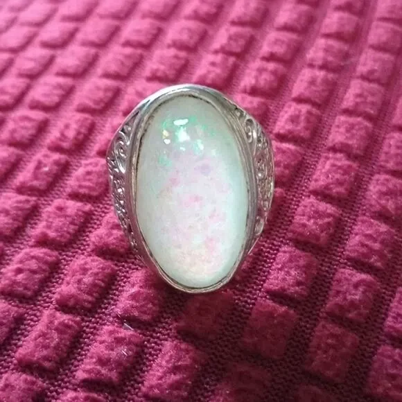 Opal and silver ring size 8