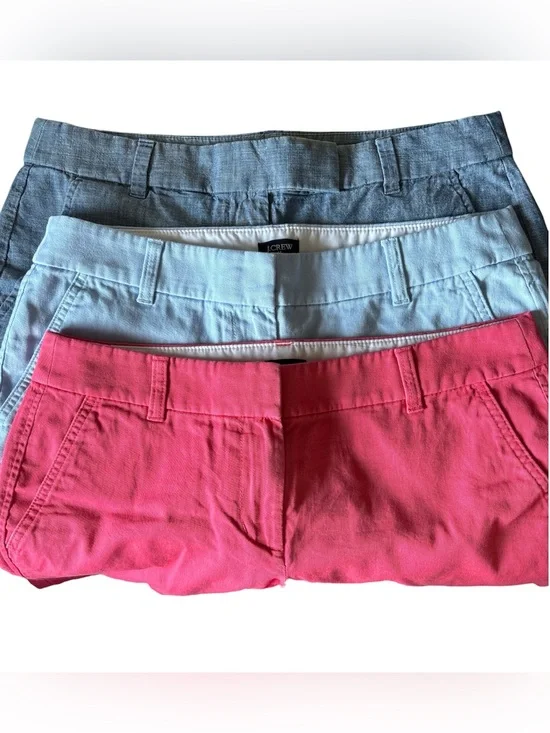 J. CREW Women’s Lot of 3 Chino Shorts - Pink, Light Blue, & Chambray Blue SIZE 8