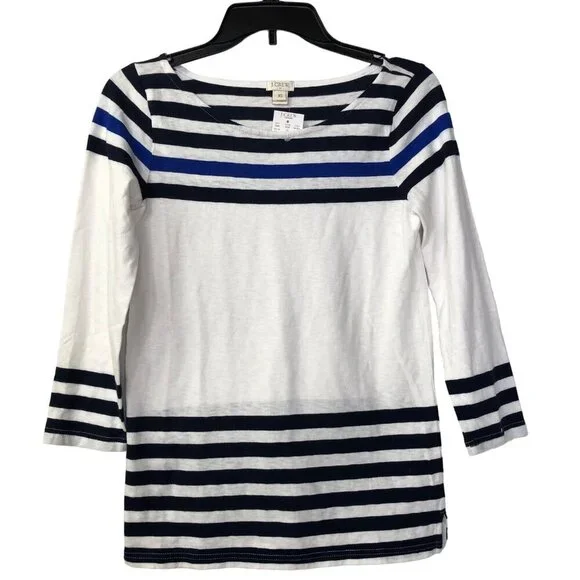 J CREW 3/4 STRIPED SLEEVE‎ XS NEW WITH TAG