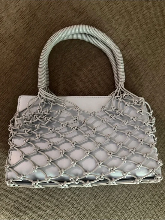 J. Crew Ivory Woven Net Top-Handle Shoulder Bag