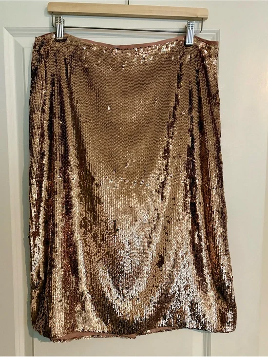 J. Crew Rose Gold Sequin Pencil Skirt