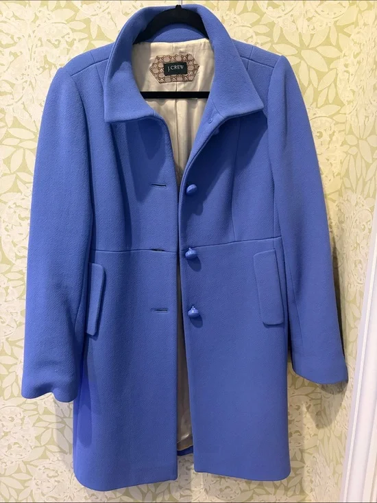 J. Crew Women's Double Cloth Periwinkle Carlisle Coat - 2009