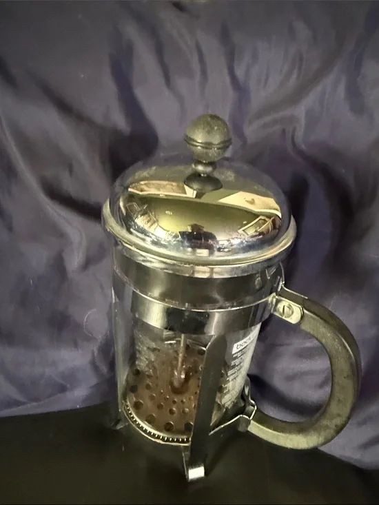Bodum Chrome and Black Glass French Press Coffee Maker