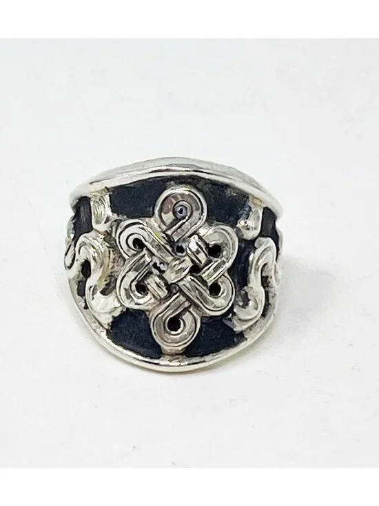 Vintage Sterling Silver 925 Knot Band Ring Oxidized Celtic Infinity Design SZ 6