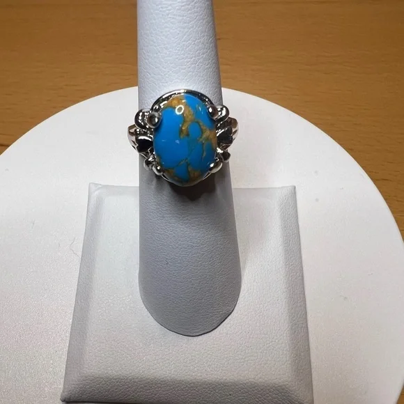 Brand New “Blue Gem”Turquoise Silver Statement Ring