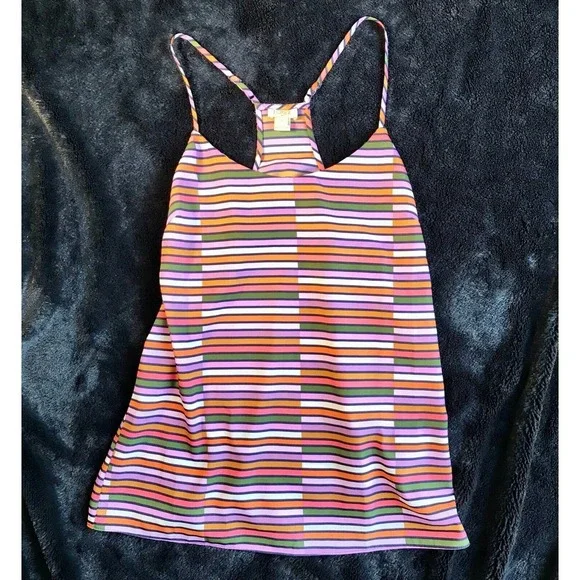 J. Crew Striped Cami Top Colorful‎ Tile Sleeveless Casual Blouse Size 2