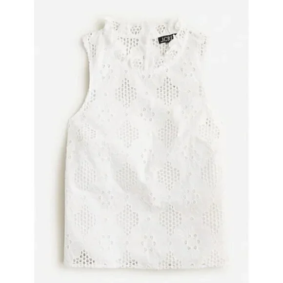 New J Crew Size XS Fleur top in eyelet white BR583 SU23