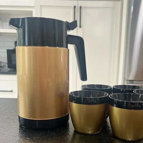 Hormel Vintage Gold Black Hot Cold Beverage Insulated Server Pitcher 9”