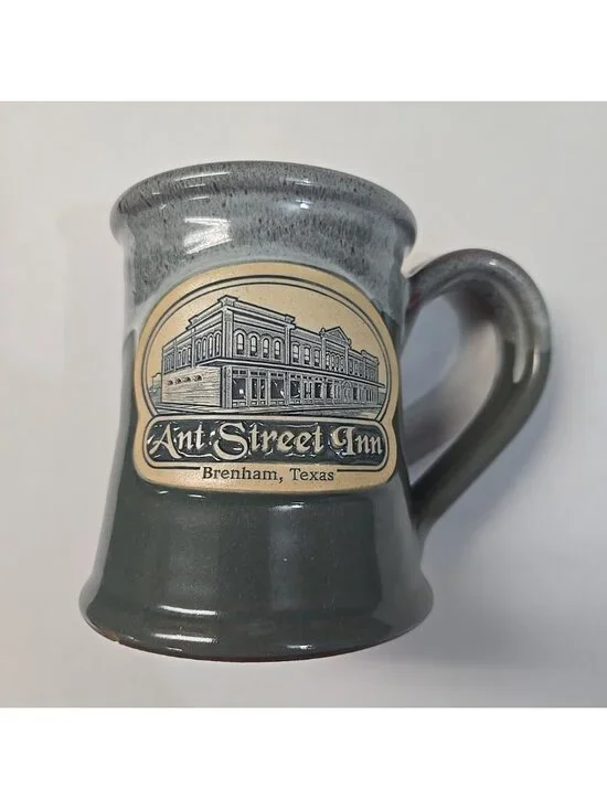 Ant Street Inn Brenham Texas Deneen Pottery Sage Green Drip Glaze Coffee Mug