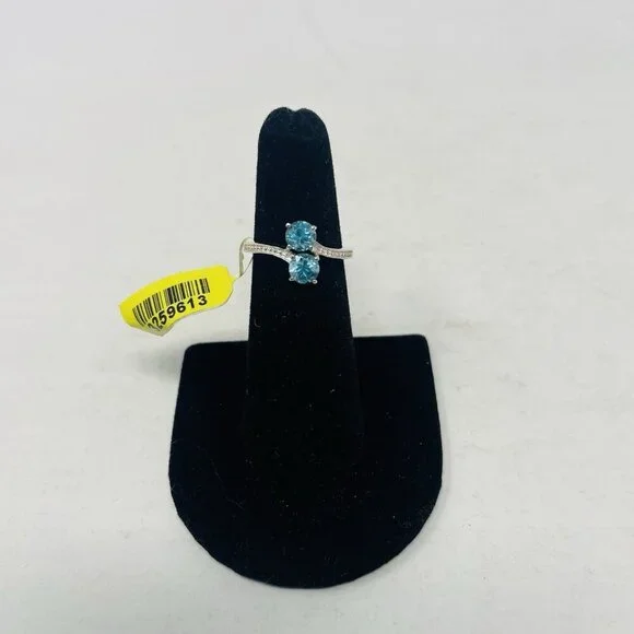 Madagascar Paraiba Apatite Size 5 925 Sterling Silver Bypass Ring 1.07 cts. 5008