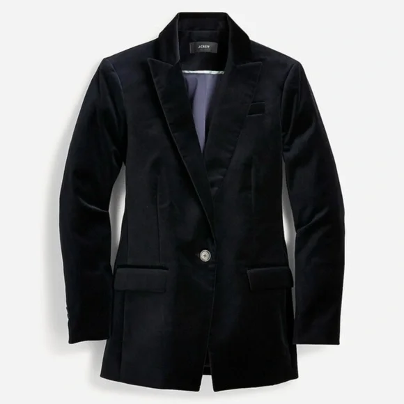 J. Crew Willa Stretch Velveteen Blazer 4 Blue