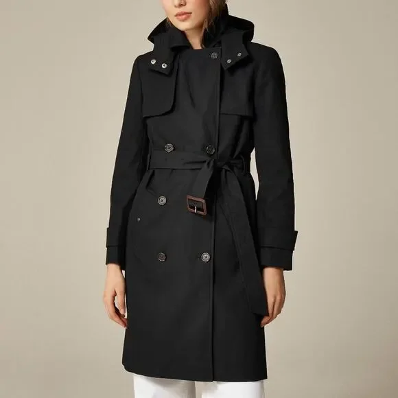 NWT J Crew New Icon Trench Coat in Black Size 8