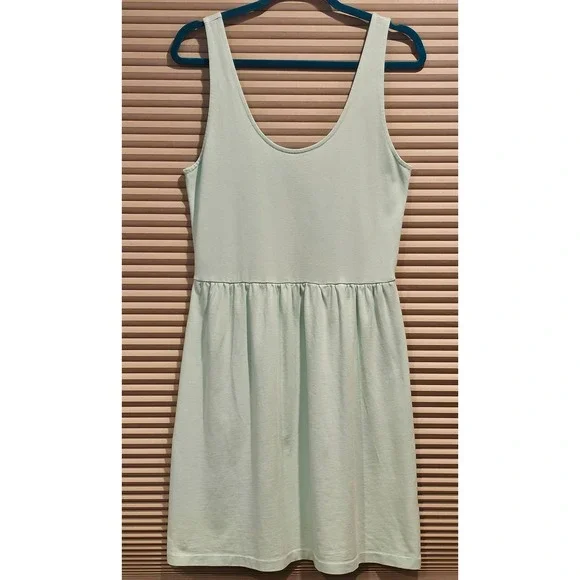 J. Crew Mint Green Knit Tank Dress Button Front Cotton Blend 41687 Womens Medium