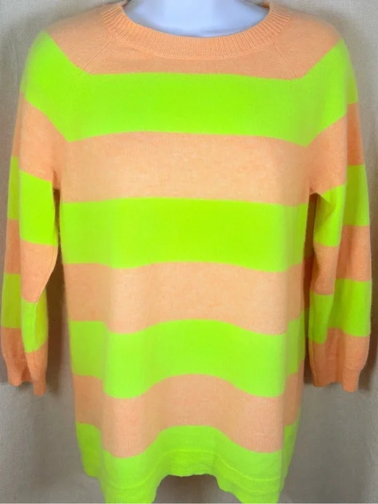🍋 J.Crew Collection Small 100% Italian Cashmere Peach Citron Sweater