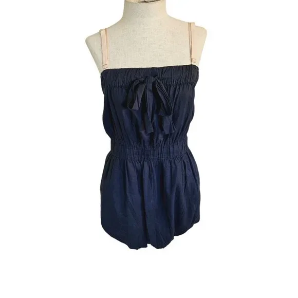 J. Crew Navy Romper with Blush Straps