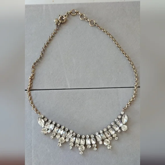 J. Crew bronze metal and rhinestones statement necklace