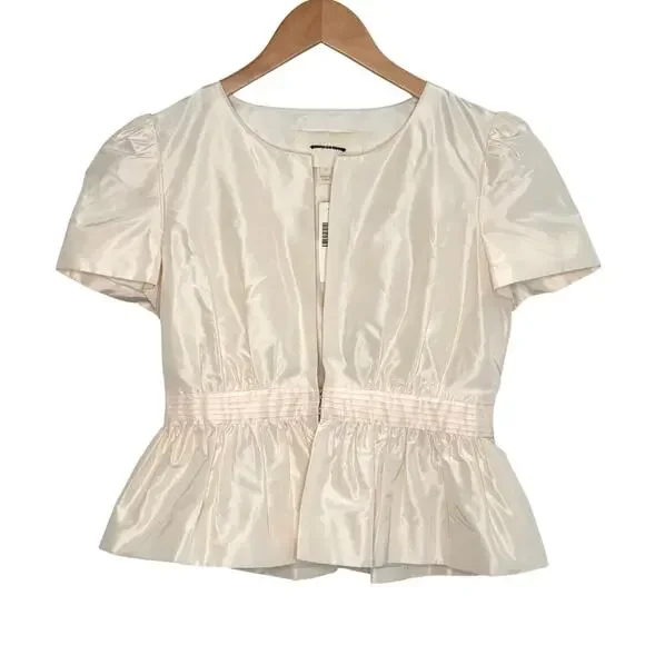 NWT J. Crew special occasion ivory peplum blouse top silk size 4