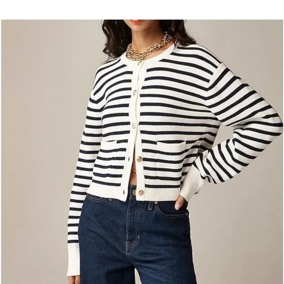 J.Crew Emilie sweater lady jacket in stripe size XL