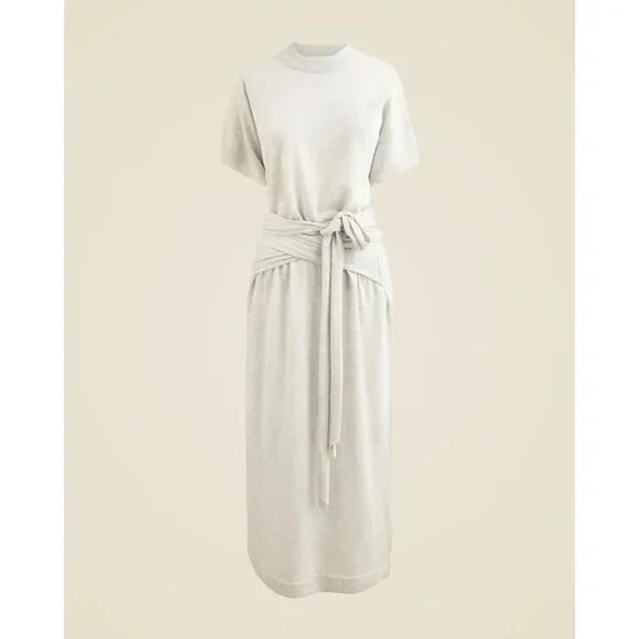 NWT J.Crew Spring Street Featherweight Cashmere Wrap Dress in Heather Nickel XXS