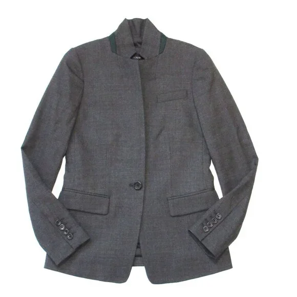 NWT J.Crew Regent Blazer in Heather Carbon Wool Flannel Single Button Jacket 0