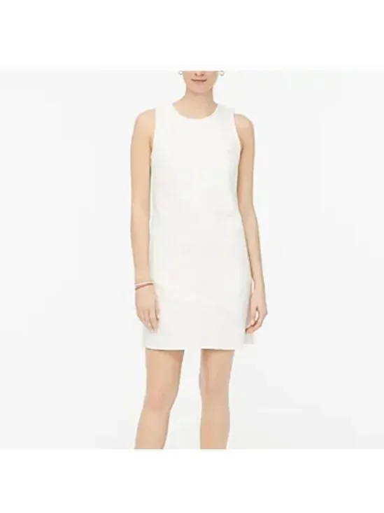 J Crew Denim Shift Dress White Wash AO049 Size 4