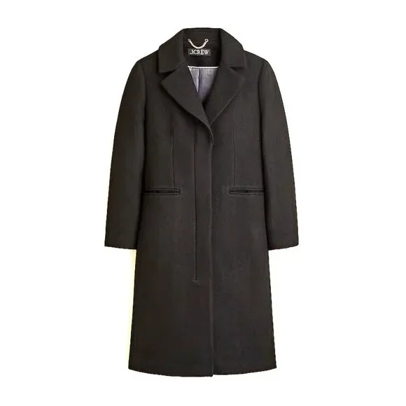 NWT J.Crew Savoy Topcoat in Black Italian Wool-blend Melton Coat 4