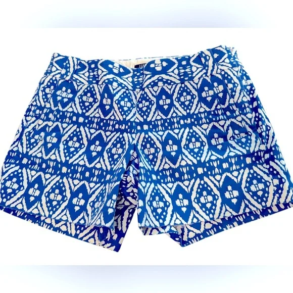 J. Crew Blue and White Cotton Chino Side Zip‎ 5'' inseam Shorts City Fit- 6