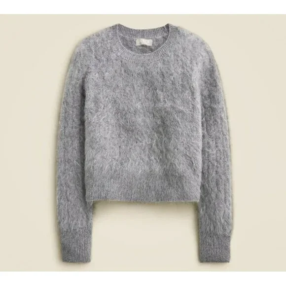 NWT J.Crew Brushed Cashmere Shrunken Crewneck Sweater in Heather Dark Gray S