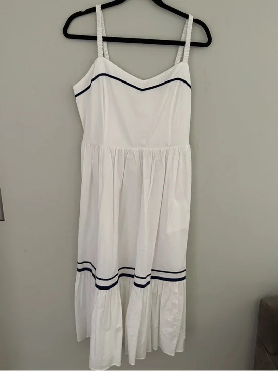 J. Crew White Sundress with Navy Trim