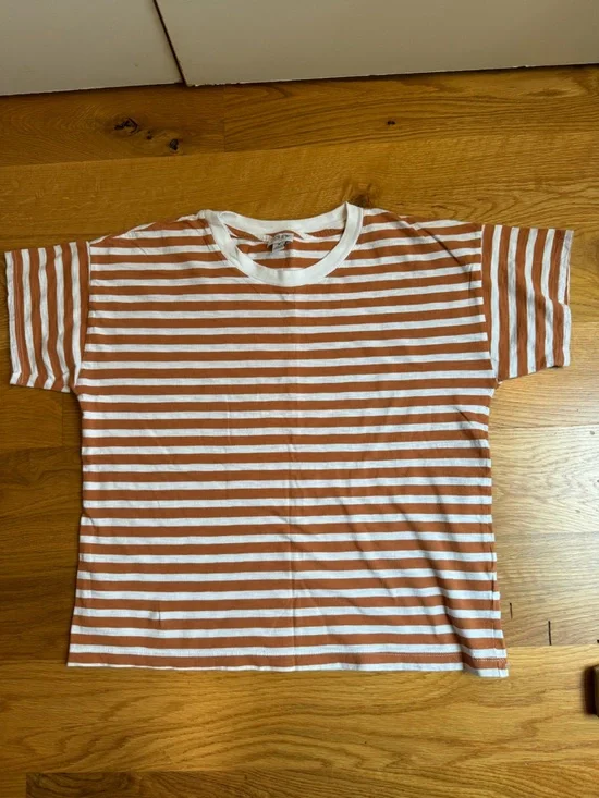 J. Crew Womens Rust and White Striped Tee