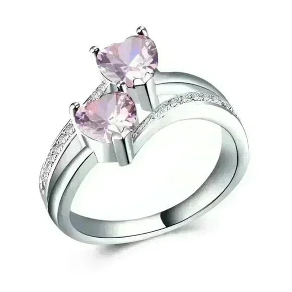 ✨925 Silver Plated Pink Heart Cut Emerald Exquisite Ring, GPMB1528