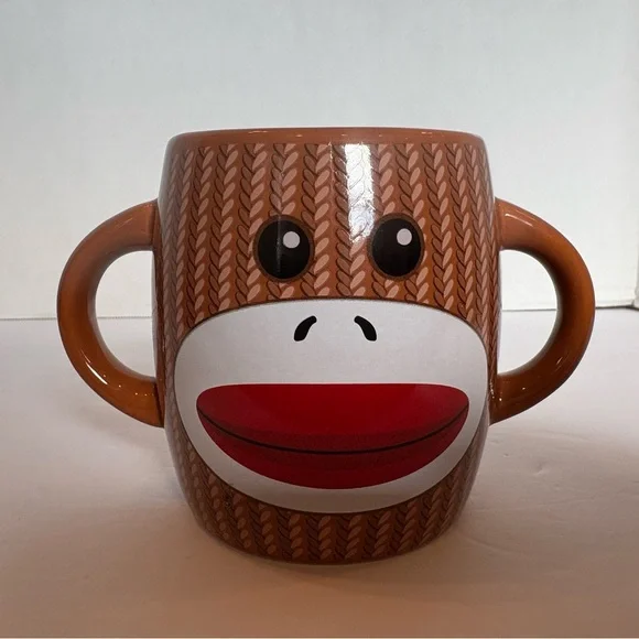 Sock Monkey brown 2-handle coffee mug